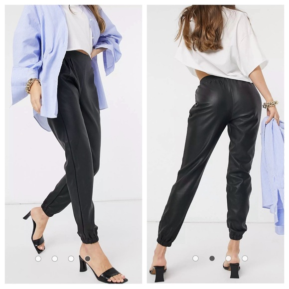 River Island Pants - River Island Faux Leather Jogger Pants
